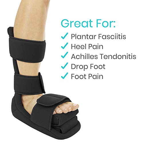 Vive Plantar Fasciitis Night Splint Plus Trigger Point Stretch Wedges - color: Black, size: Large