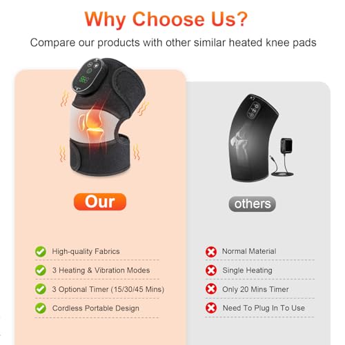 Heated Knee Massager, FSA Eligible 3-in-1 Elbow Shoulder Knee Heating Pad - style: Black White 1 Pack