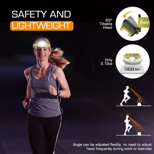 EverBrite Headlamp, 300 Lumens LED Head Lamp for Kids & Adults, Red Light - color: Yellow