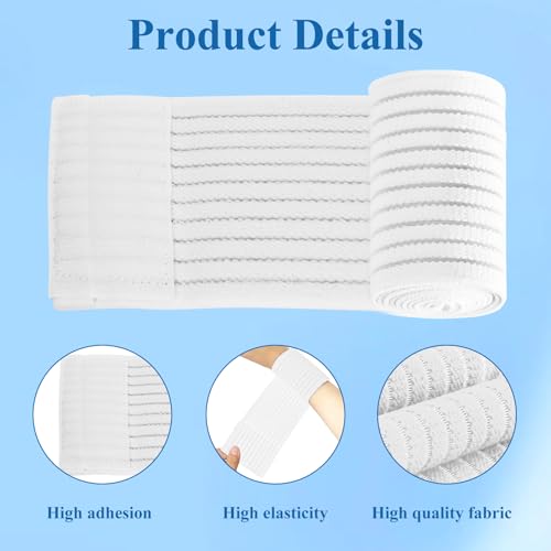 4-Pack Ice Pack Straps,35.5"x3"Elastic Ice Pack Wrap Holder with Hook&Loop - color: White