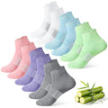 6 Pairs Thin Breathable Bamboo Ankle Socks for Women - color: White,blue,pink,green,grey,blue, size: Small