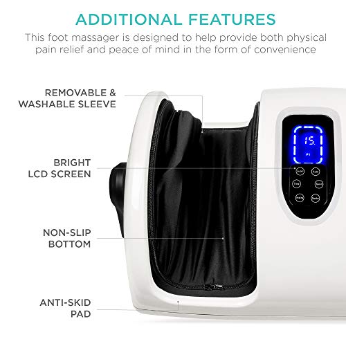 Best Choice Products Shiatsu Foot Massager with Heat for Plantar Fasciitis & Neuropathy, Kneading Foot & Calf Massager with Remote, 360° Adjustable Handle, Rolling & Compression Massage - White - color: White