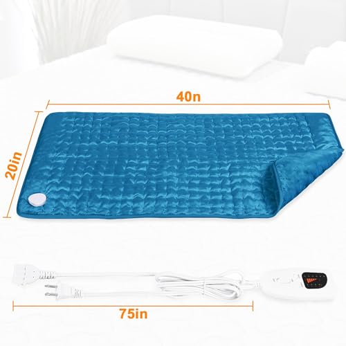 Heating Pad,Electric Heating Pad,Heating Pad for Back (Blue, 40"x20") - color: Blue, size: 40x20 Inch