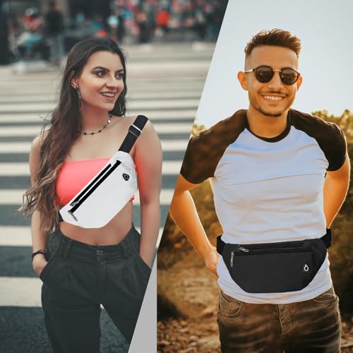 Fanny Pack for Women Men,Crossbody Water Resistant Sports Waist Bag Pack - color: 1pack-white