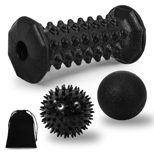 Foot Massager Roller Set for Plantar Fasciitis, Arch and Heel Pain Relief - color: Black Combination