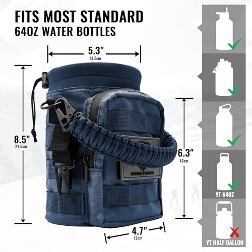 NATURE PIONEOR 32 64 128oz Tactical Water Bottle Pouch, MOLLE Bottle Holder - color: Deep Blue, size: 64OZ
