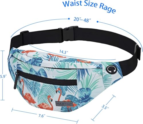 Large Fanny Pack Belt Bag with Adjustable Straps Waist Pack for Men Women - color: Flamingo Green, size: Large