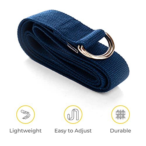 Bulk Yoga Straps, 10 Pack, 6ft, D-Ring Buckle - color: Blue