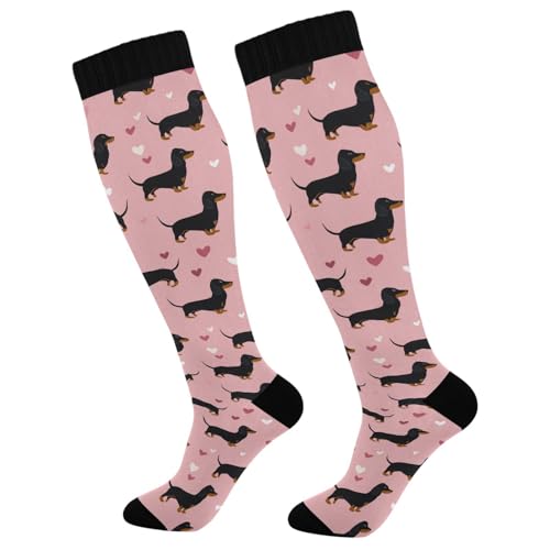 Wusikd Cats Compression Socks for Women and Men Circulation Cute Long Socks for Athletic Running 1 - color: Dachshund