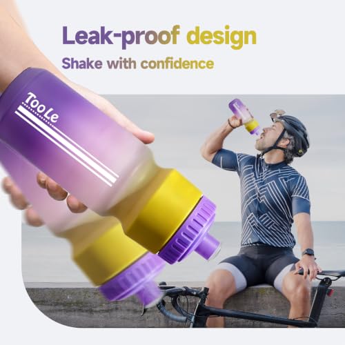 24oz Bike Water Bottle, Cycling Squeeze Water Bottle Leakproof BPA Free - color: B-Purple