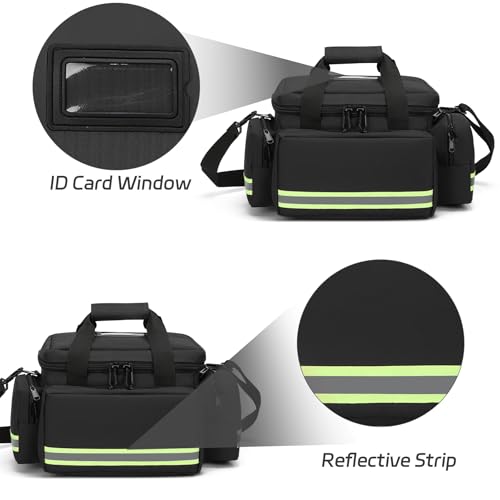 Medical Bags Empty First Aid Bag,First Responder Bag,First Aid Kits Organizer with Detachable Dividers,Emergency Bag for Nurses,Home Health Care, EMT - color: Black