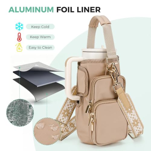 Water Bottle Carrier with Strap, Water Bottle Holder for Daily Use - color: Coffee