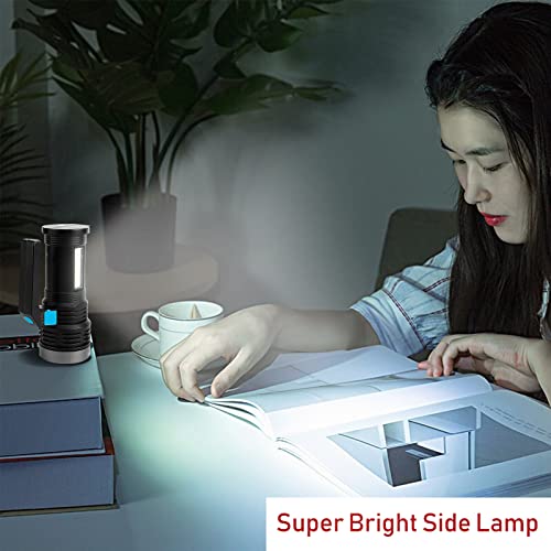 Wrrozz LED Flashlight USB Rechargeable Spotlight 4 Modes with Side Light - size: A