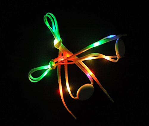 Lystaii LED Light Waterproof Shoelaces Battery Powered Flash RGB Colorful