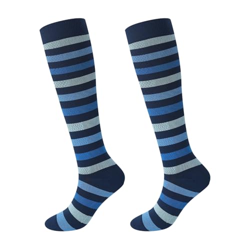 Junely Compression Socks for Women Knee High Striped Polka Dot Stockings - color: A4-blue