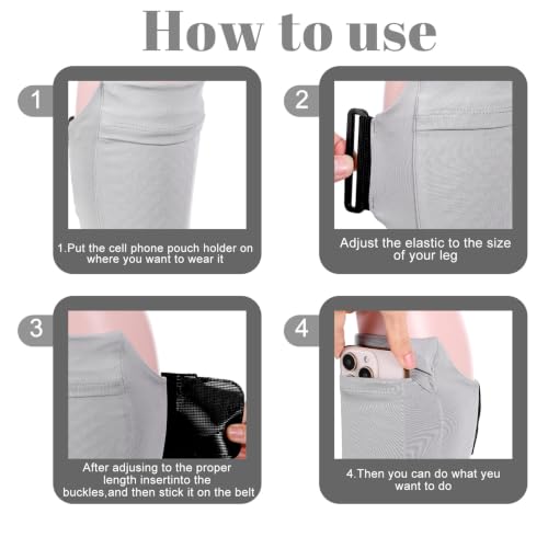 Amabro Leg Phone Holder Non Slip Cellphone Thigh Ankle Wallet Armband Strap - color: Gray, size: 30-45cm