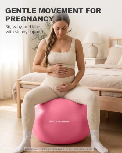 Trideer Yoga Ball for Exercise, Pregnancy, Exercise Ball, Pump Included - color: Pink, size: L(23-26ines/58-65cm)