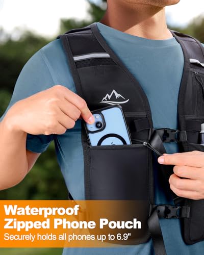 ISEYOU Running Vest for Women Men, Reflective Hydration Vest with Adjustable Waistband & Phone Pocket, Lightweight Breathable Running Water Vest for Jogging Hiking Trail Cycling and Marathon Race - size: Medium