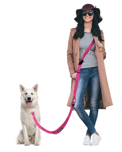 Hands Free Dog Leash, Multifunctional Crossbody Dog Leash - color: RoseRed, size: Large-5.9-9.5ft