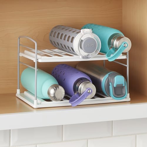 YouCopia UpSpace Water Bottle and Travel Mug Cabinet Organizer, Adjustable Storage Rack for Kitchen Organization, 2 Shelf Classic Edition