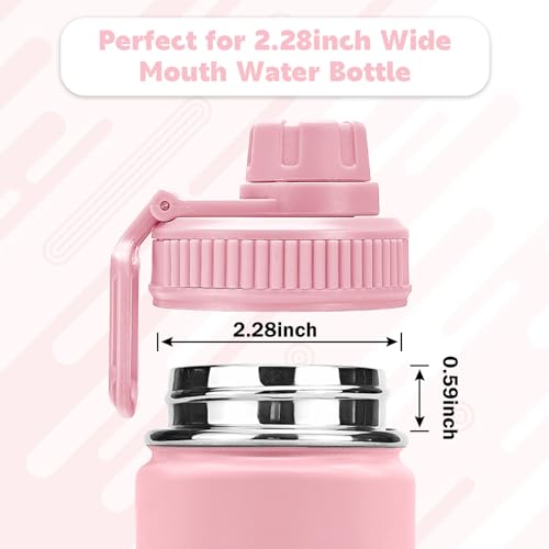 2Pack Spout Lid for Hydro Flask Wide Mouth Sport Water Bottles - color: Pink+Black