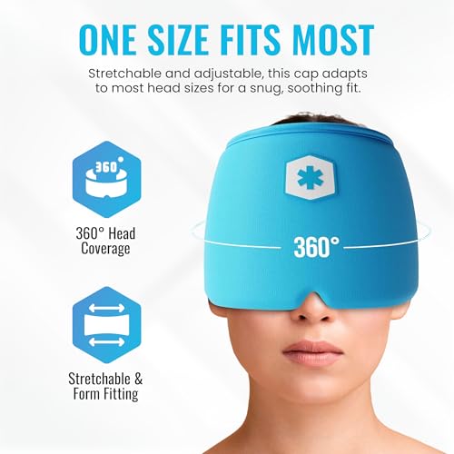 ICEWRAPS Migraine Cold Cap, 360° Cooling Headache Hat with Adjustable Strap