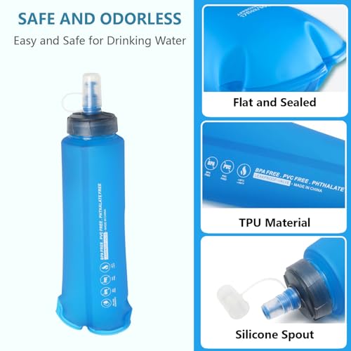 JEELAD Soft Folding Water Bottles, TPU Running Hydration Flask Ideal for Hiking Cycling Climbing