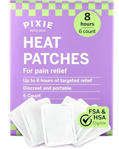 Pixie Period Cramps Menstrual Pain Relief Heat Patches - Lower Abdominal & Back Soothing Therapy - Natural Alternative to Lidocaine ICY Hot - Up to 8 Hours - 6 Count Discreet Disposable Heat Pads - size: 6 Count