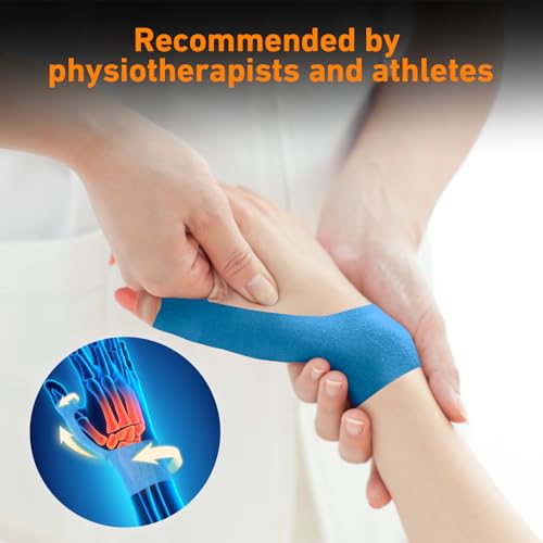 KTQUICK Precut Kinesiology Tape for Thumb Right, 12 PCS, 20% Stronger,Blue - color: Blue, size: RIGHT