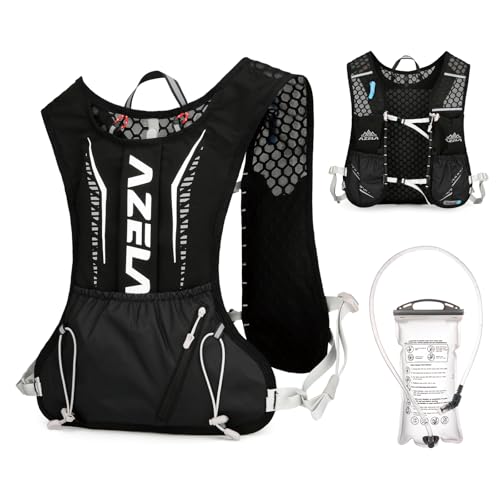 TRIWONDER Hydration Vest Running Backpack for Men & Women, Water Pack for Hiking, Camping, Climbing & Cycling, Lightweight Daypack - color: 06 Black - with 1.5L Water Bladder