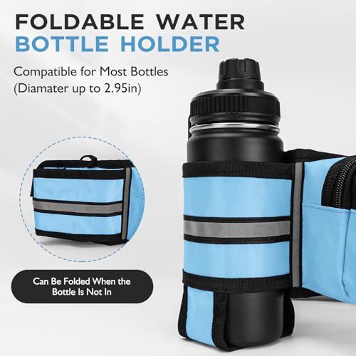 Fanny Pack for Women Men with Water Bottle Holder,Waist Bag for Hiking,Travel,Running,Dog Walking,Workout,Cycling (Light Blue) - color: Light Blue
