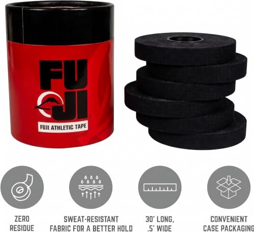 FUJI Jiu-Jitsu and Judo Finger Tape with Case (6 Rolls), Black - color: Black
