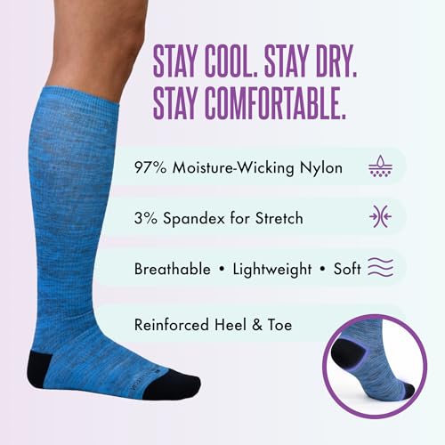 Crazy Compression Over-the-Calf Socks with Fun Designs - color: Blue Heather, size: Large-X-Large