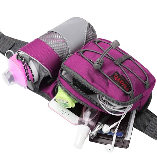 Waist Pack with Water Bottle Holder for Running Walking Hiking Fanny Pack - color: Red