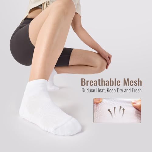 Ankle Socks Women White Black, 6/12 Pairs Running Quarter Socks - color: 6 White, size: 5-8