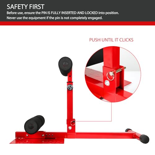 INNOLIFE Sissy Squat Machine Adjustable Height, Protective Foam Thick Steel Fitness Home Gym - color: Red
