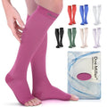 Doc Miller Open Toe Compression Socks, 20-30 mmHg, Knee High, Men & Women - color: Maroon, size: Small