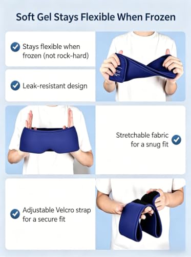 Cooling Gel Eye Mask for Puffy Eyes, Migraine & Headache Relief, Full Eye-Area Cold Compress for Eyes & Temples, FSA Eligible HSA Reusable Eye Ice Pack for Swelling & Post-Surgery Recovery - color: Blue