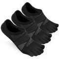 VWELL No Show Toe Socks for Men Women COOLMAX Five Finger Socks Athletic Running Ankle Low Cut 5 Toe Socks (3Pairs) - color: Black, size: Small