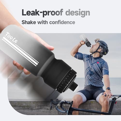 TooLe Bike Water Bottle 24oz, Squeeze Water Bottle Leakproof BPA Free - color: A-Black