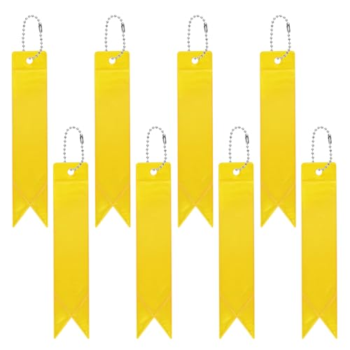 Safety Reflector Pendants - Reflective Safety Keychain Gear with Chain Use for Backpack & Running & Cycling - color: Golden