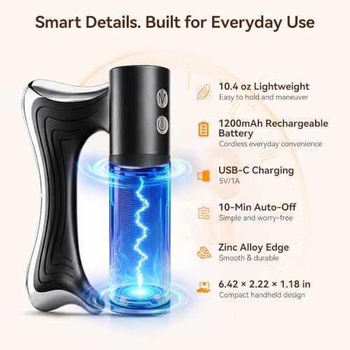 Heated Muscle Scraper Tool, Fascia Release Full Body Contouring Machine, Muscle Scraper Tool Features Modes: Vibration, Heat Therapy and Microcurrent, Fascia Instant Muscle Relaxation Soreness Relief - color: Black