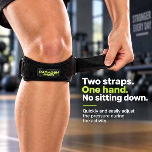 Patella Knee Strap for Running, Fitness, Stairs Climbing/Adjustable Patellar Tendon Support Band for Basketball, Athletics by Paragon Sports/Pain Relief Brace for Jumper's Knee and Chondromalacia