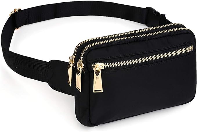 UTO Fanny Pack Crossbody Belt Purse Chest Waist Hip Travel Hiking Bumbag - color: 0917 Black