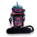 Drink Handlers Drink Carrier with Pocket Purse - Versatile Water Bottle Holder with Strap -Velcro Strap Fits Around 30-40oz Tumblers - Bright Flamingo - color: Bright Flamingo