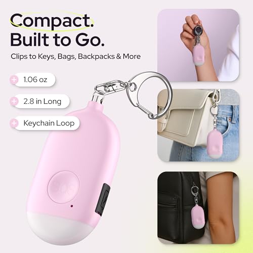 Weten Rechargeable Personal Alarm Keychain - 130dB Siren & LED Light - 2 Pack Personal Safety Alert for Women to Carry - Panic Button Alarm for Security - Rape Whistle for Self Defense (Black&Pink) - color: H - Black&Pink