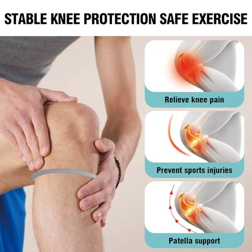 Patellar Tendon Support Strap, 2Pcs Pack Patella Band Knee Strap for Knee Pain Relief, Knee Brace for Tendonitis, Hiking, Soccer, Basketball, Running, Tennis, Volleyball & Squats, Grey - color: Grey