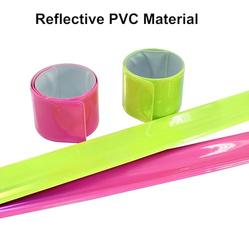 12 Pcs Reflective Snap Bands High Visibility Reflectors for Night Cycling, Jogging, and Working - color: Green、Pink