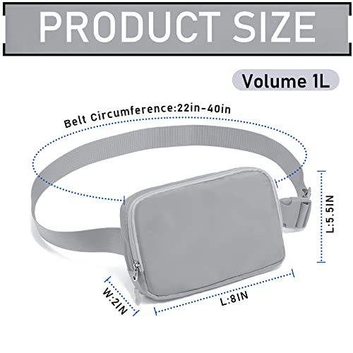 Amazerbst Belt Bag, Fanny Pack, Everywhere Belt Bag,40 Inch Adjustable Strap,for Women and Men,Waterproof - color: Grey