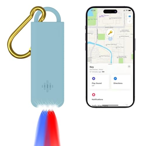 3-in-1 Personal Safety Alarm with Apple Find My - 130dB Emergency Siren, LED Strobe Flashlight, GPS Tracker Keychain for Women, Kids, Seniors - Real-Time Location, Anti-Loss, iOS Only - color: Aqua